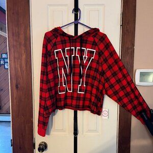 Flirtitude Active Size XL Red Plaid NY Sweater with Hood
